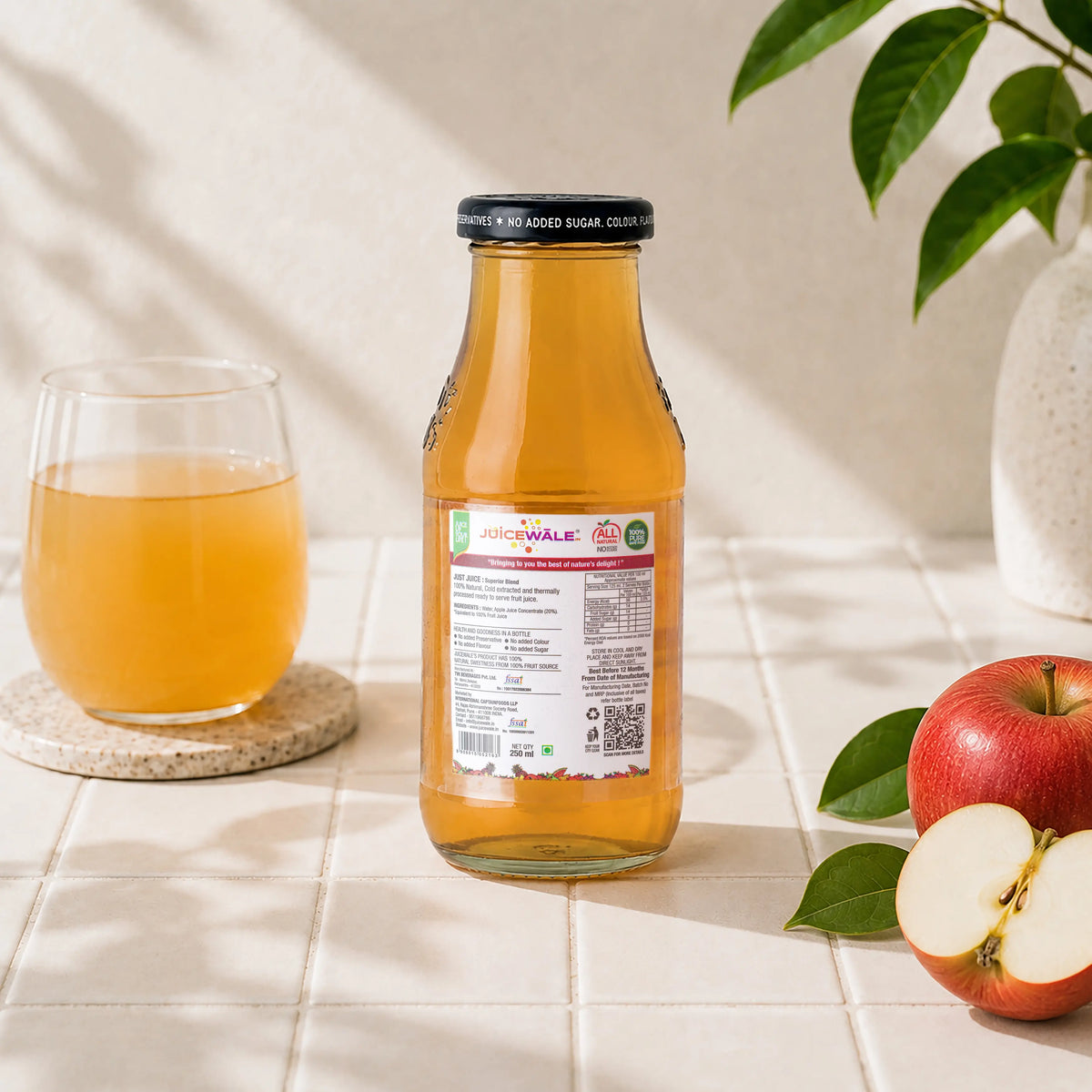 Frut Jus Apple juice bottle label close-up