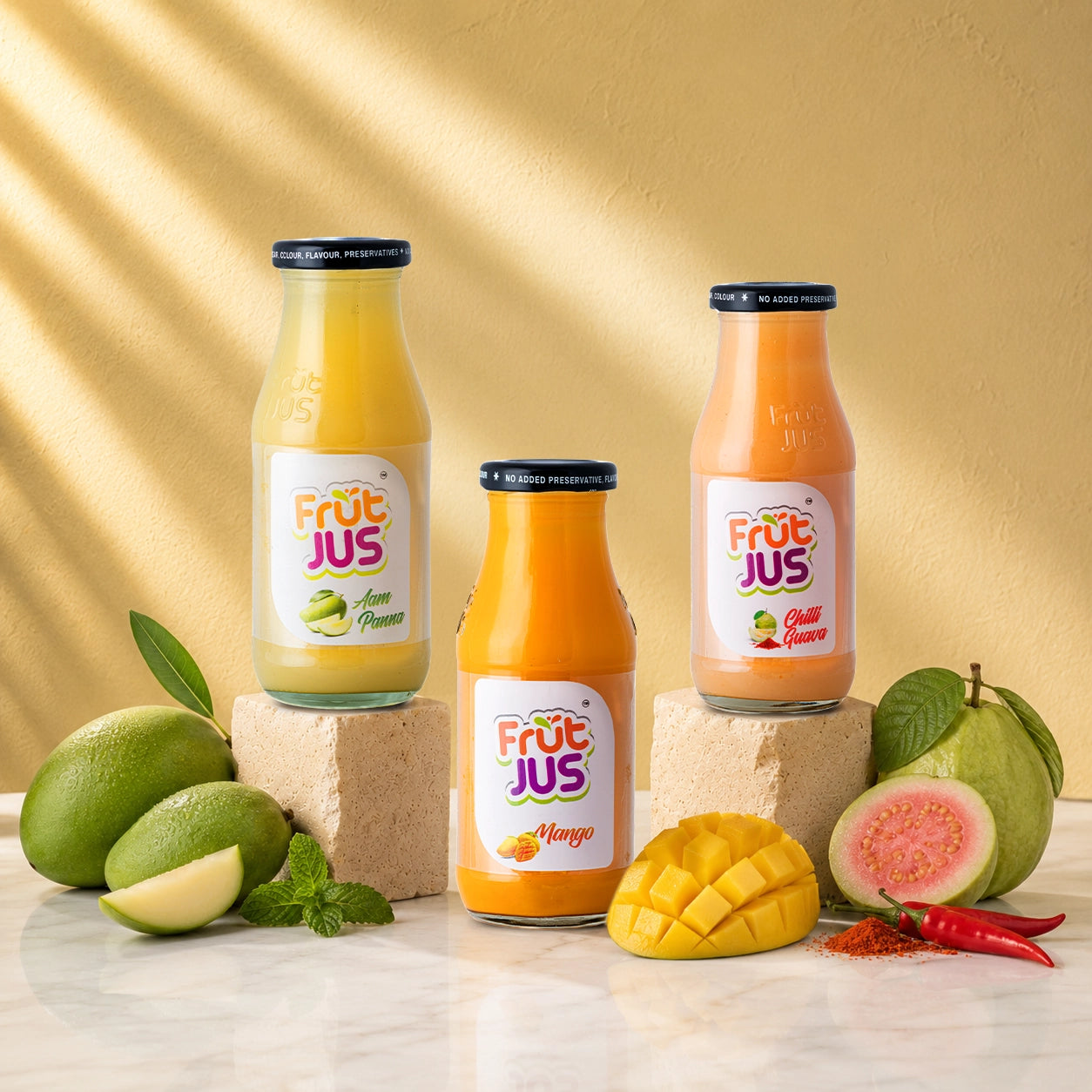 Frut Jus Desi Masti Combo pack of 6 - Mango, Aam Panna & Chilli Guava real fruit juice