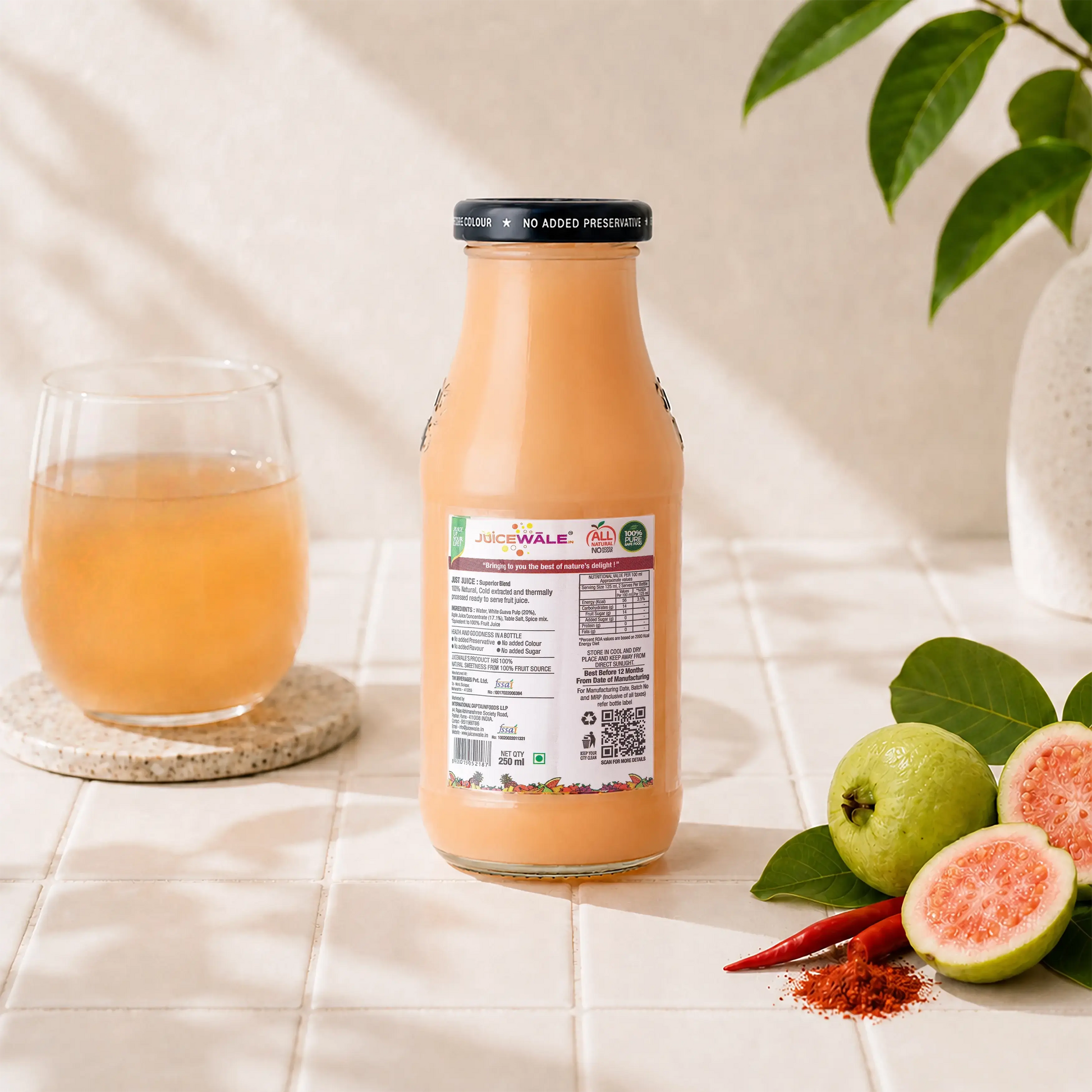 Frut Jus Chilli Guava juice bottle label close-up
