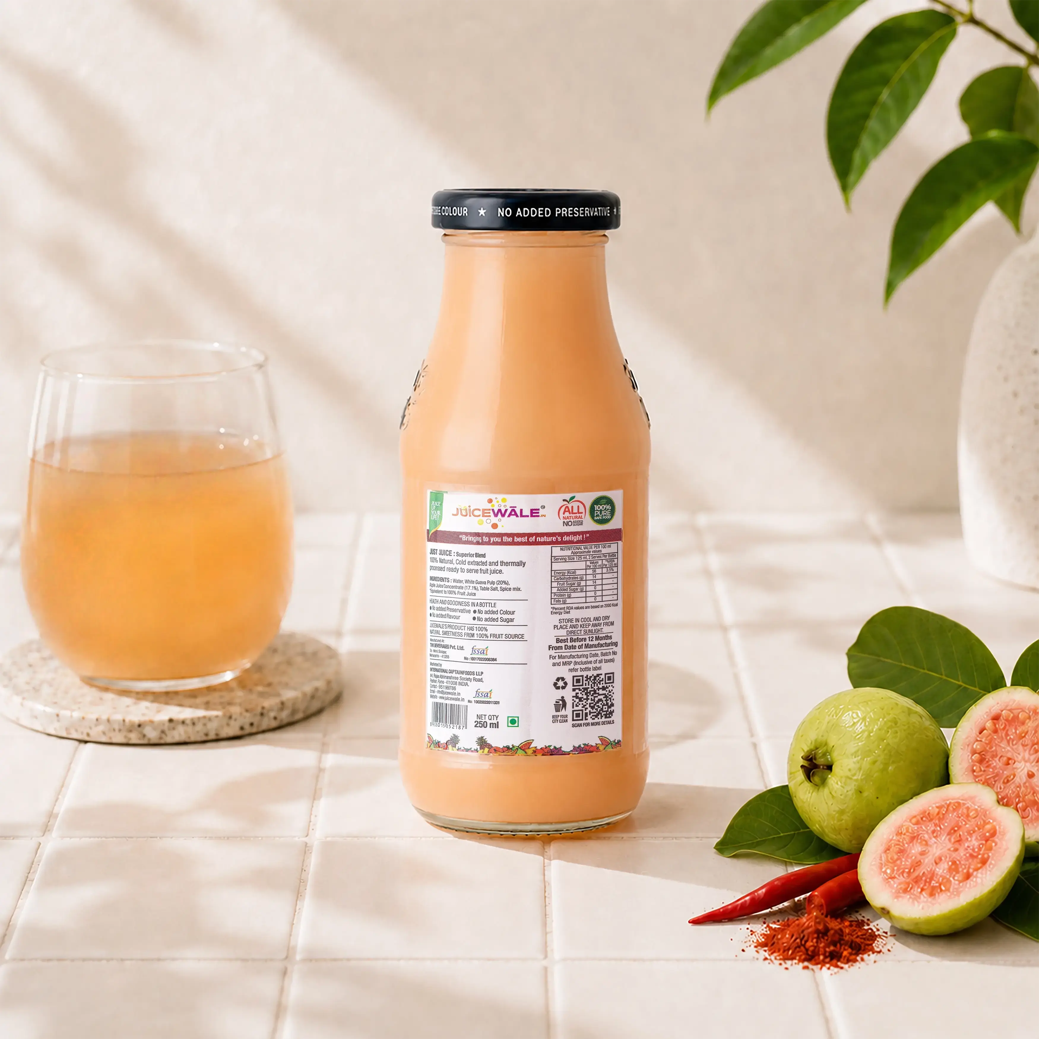 Frut Jus Chilli Guava juice bottle label close-up
