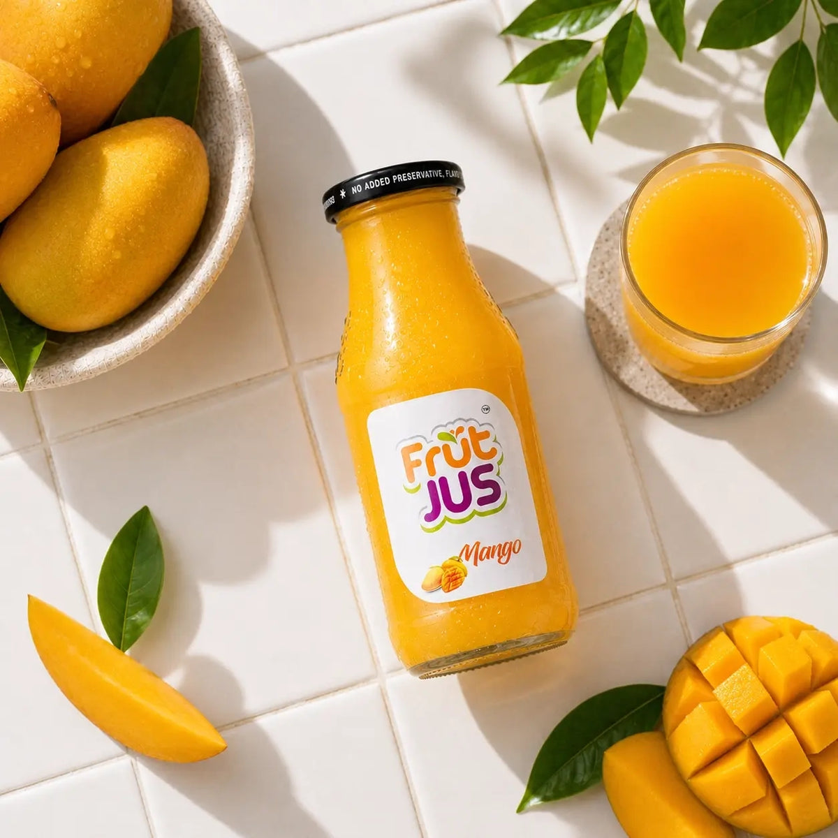 Frut Jus Mango juice 250ml glass bottle - 100% real fruit, no added sugar