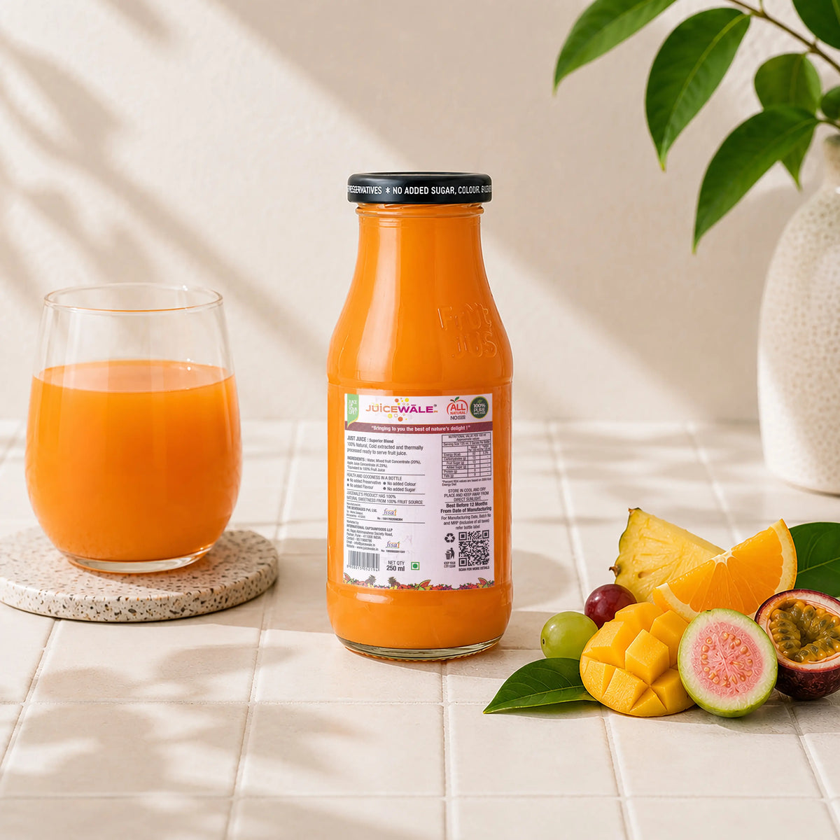 Frut Jus Mix Fruit juice bottle label close-up