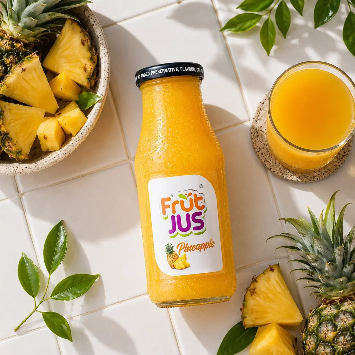 Frut Jus Pineapple juice 250ml glass bottle - 100% real fruit, no added sugar