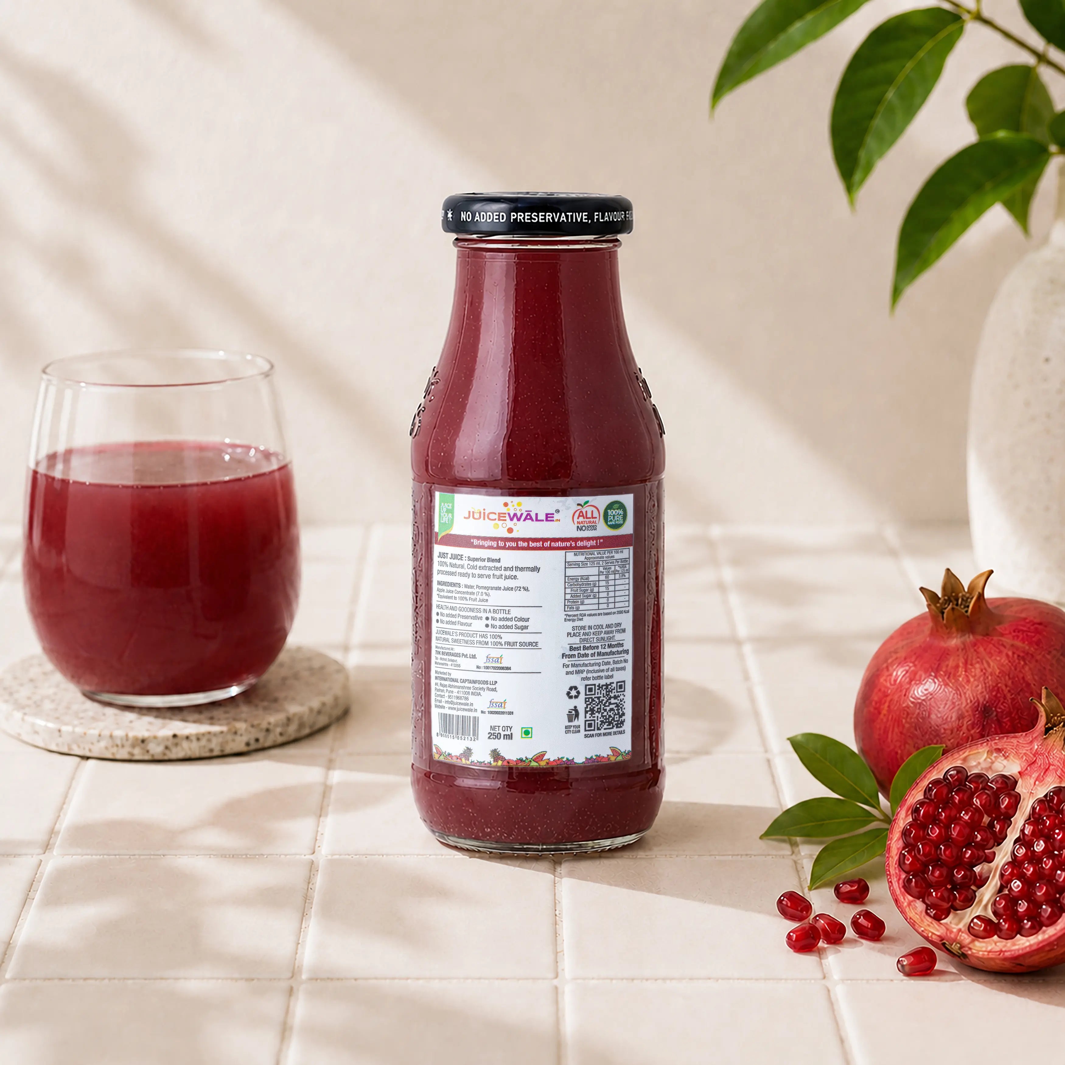 Frut Jus Pomegranate juice bottle label close-up
